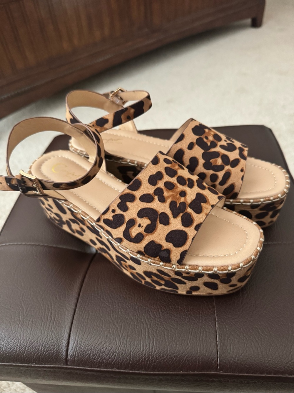 Leopard Print Platform Sandals for Women